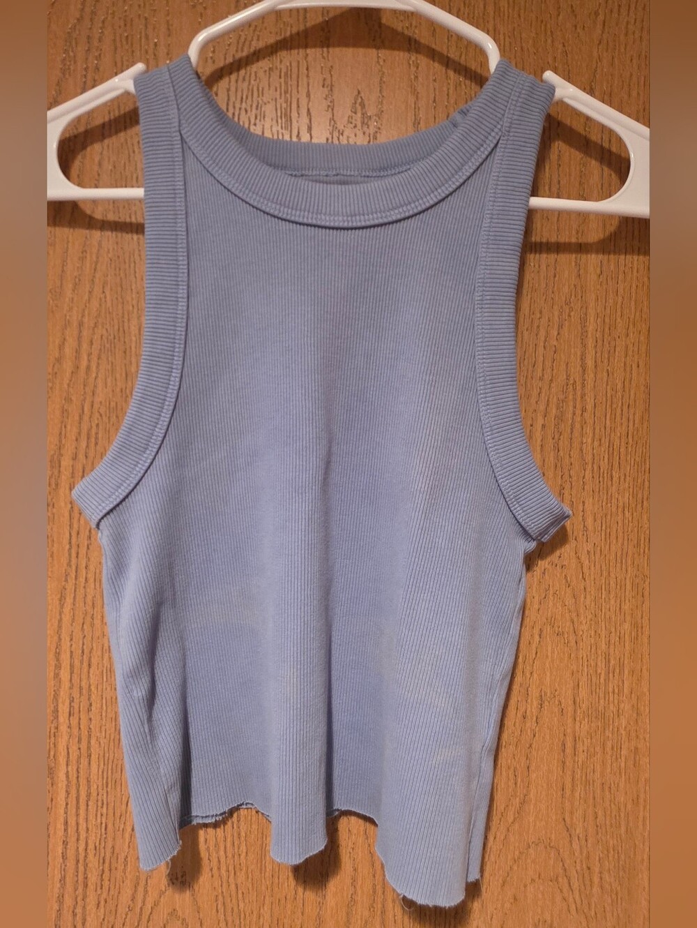 Sleeveless Ribbed Tank Top in Light Blue